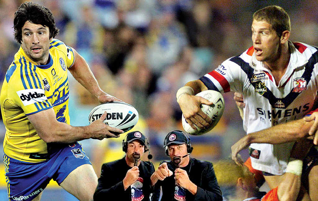 GOLDEN DAYS: Nathan Hindmarsh and Bryan Fletcher during their playing days.